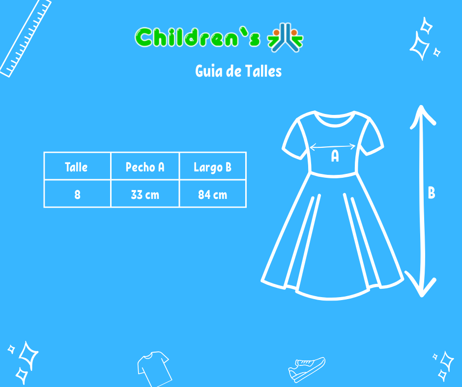 Guia de talles VESTIDO COMUNION CON PERLAS Y DOBLE VOLADO