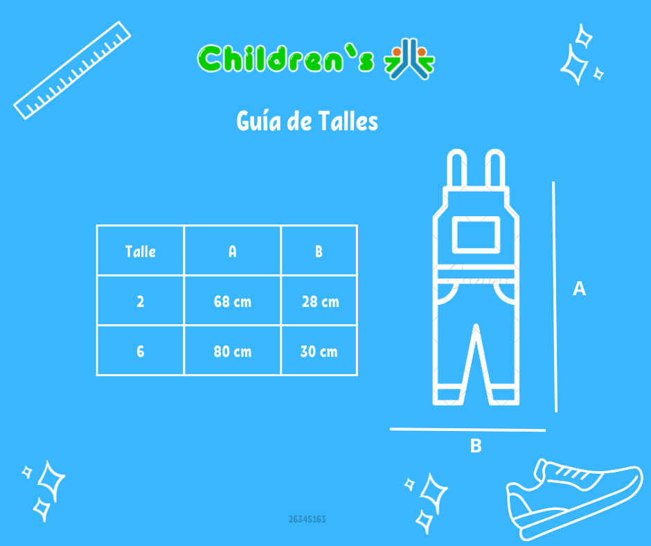 Guia de talles Jardinero Largo Bordado y desflecado