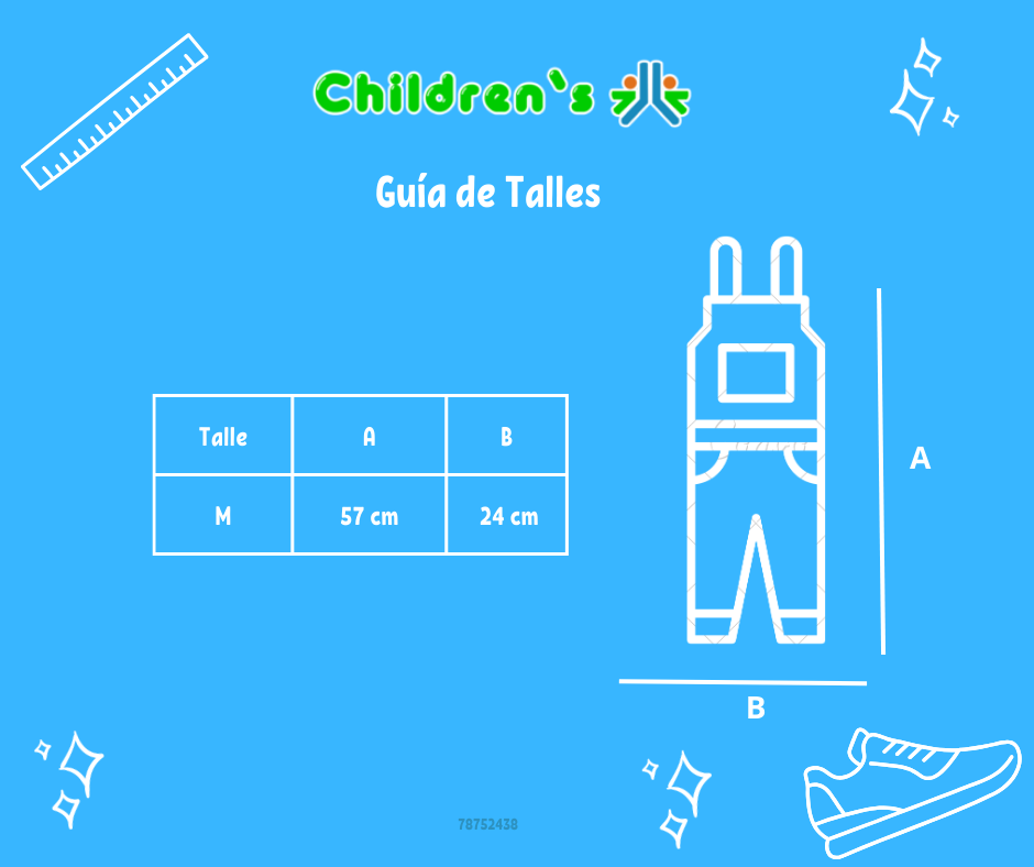 Guia de talles Jardinero Largo de Jeans  bordado con Broche