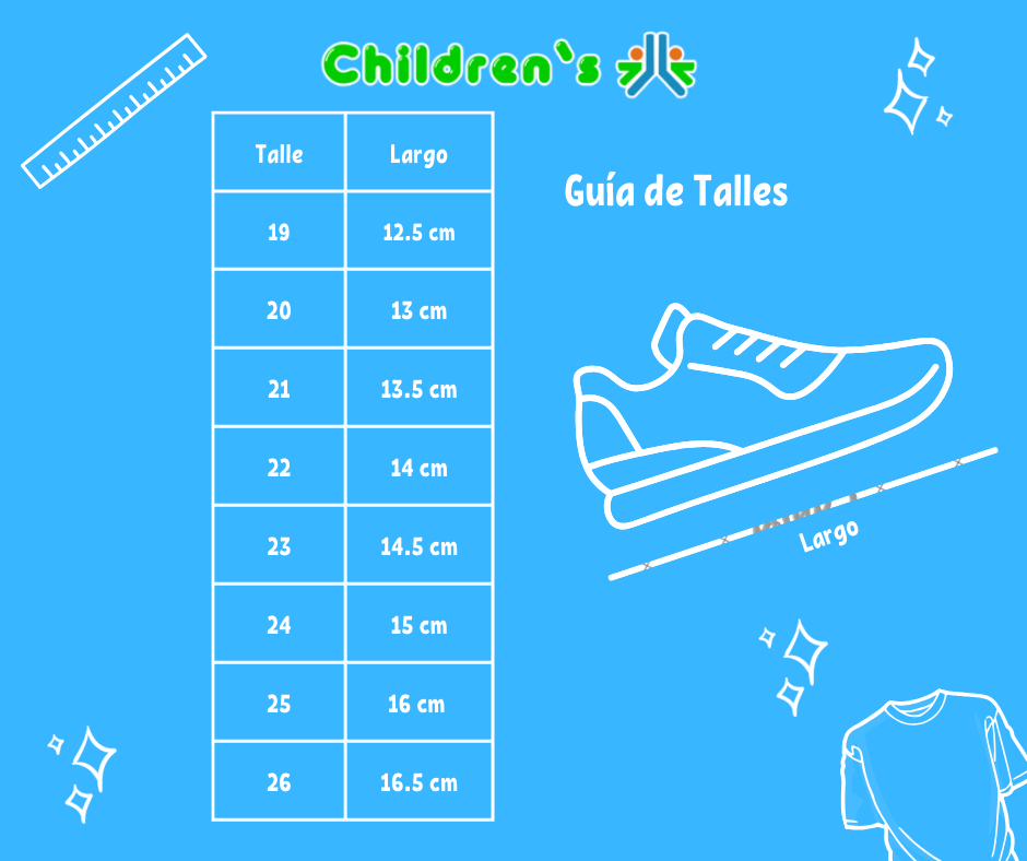 Tabla de talles — Zapatilla Ergonómica Velcro Tejida