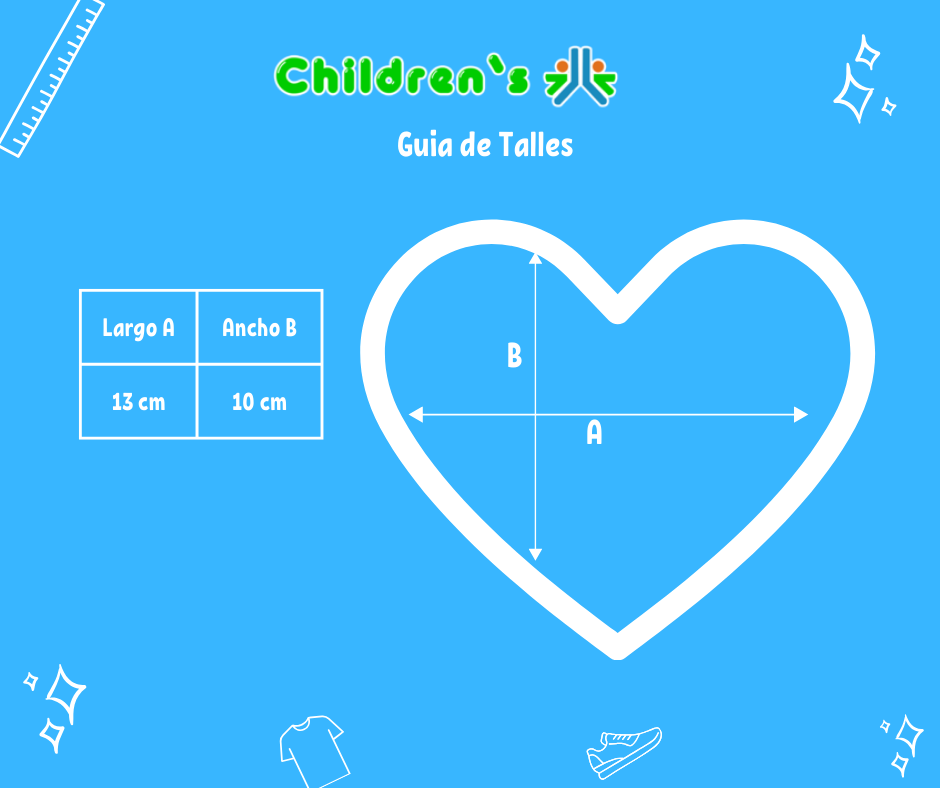 Tabla de talles — Canasta Comunion En Forma De Corazon Te Tul Y Apliques Con Flores