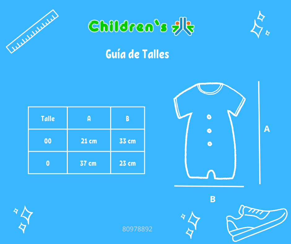 Guia de talles Enteritos Babucha Pique bordado sin manga