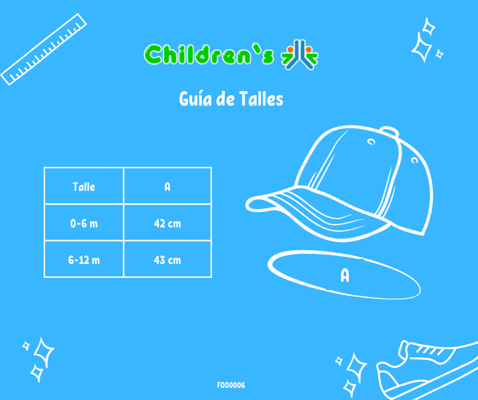 Guia de talles Gorro Cap con visera Winnie Pooh Rayado con imagen cuadrada holografica en la frente