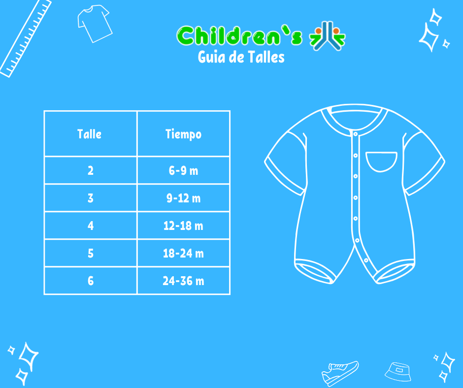 Guia de talles Enterito UV +50 Manga Larga Bebe