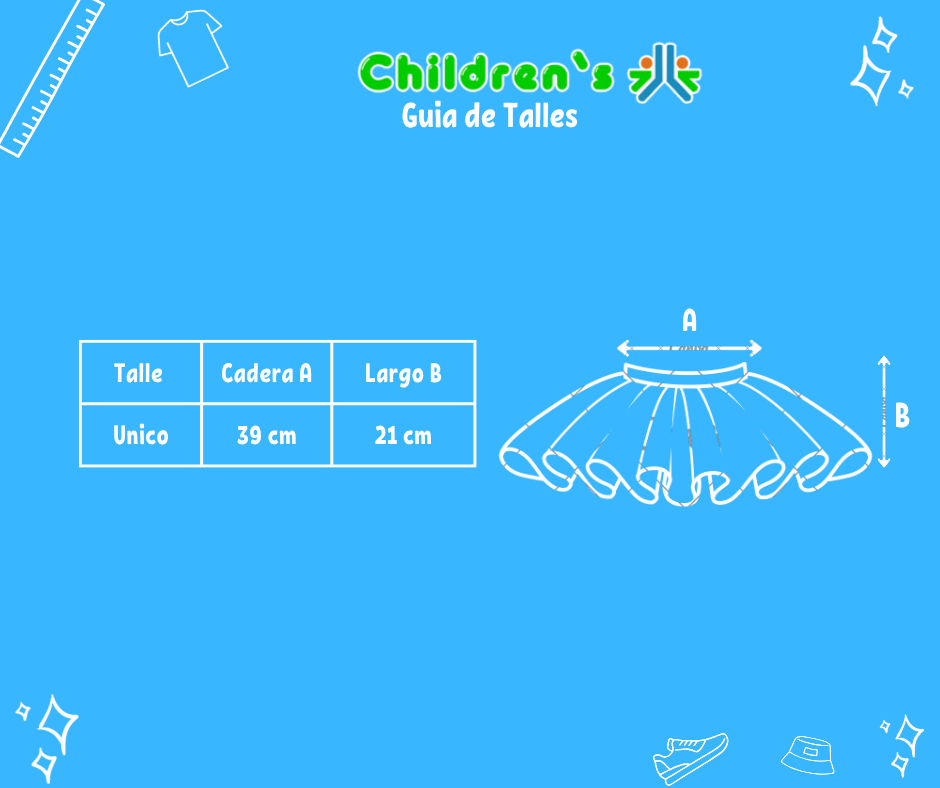 Guia de talles Tutu con Brillo Combinado Con Volado - Danza