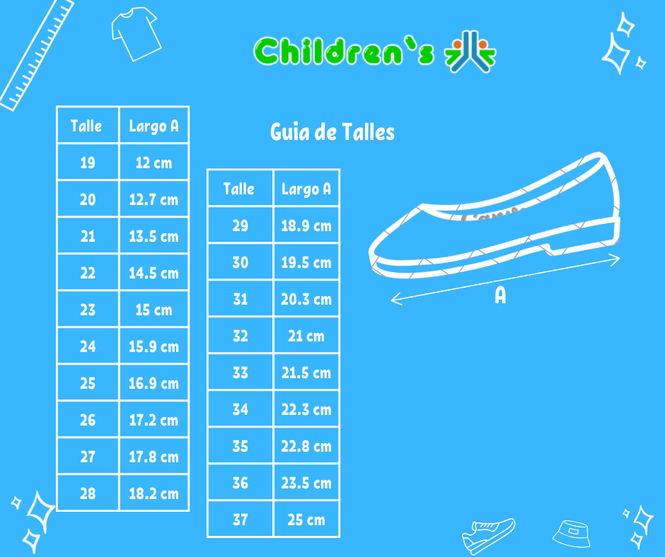 Guia de talles Guillermina Charol con moño