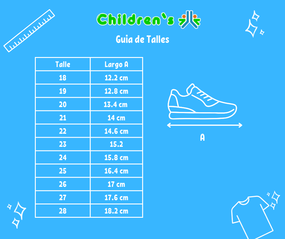 Guia de talles Zapatilla Ergonómica Tejida Velcro