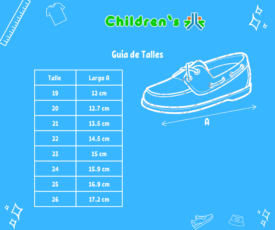 Guia de talles Zapato Nautico con cordon