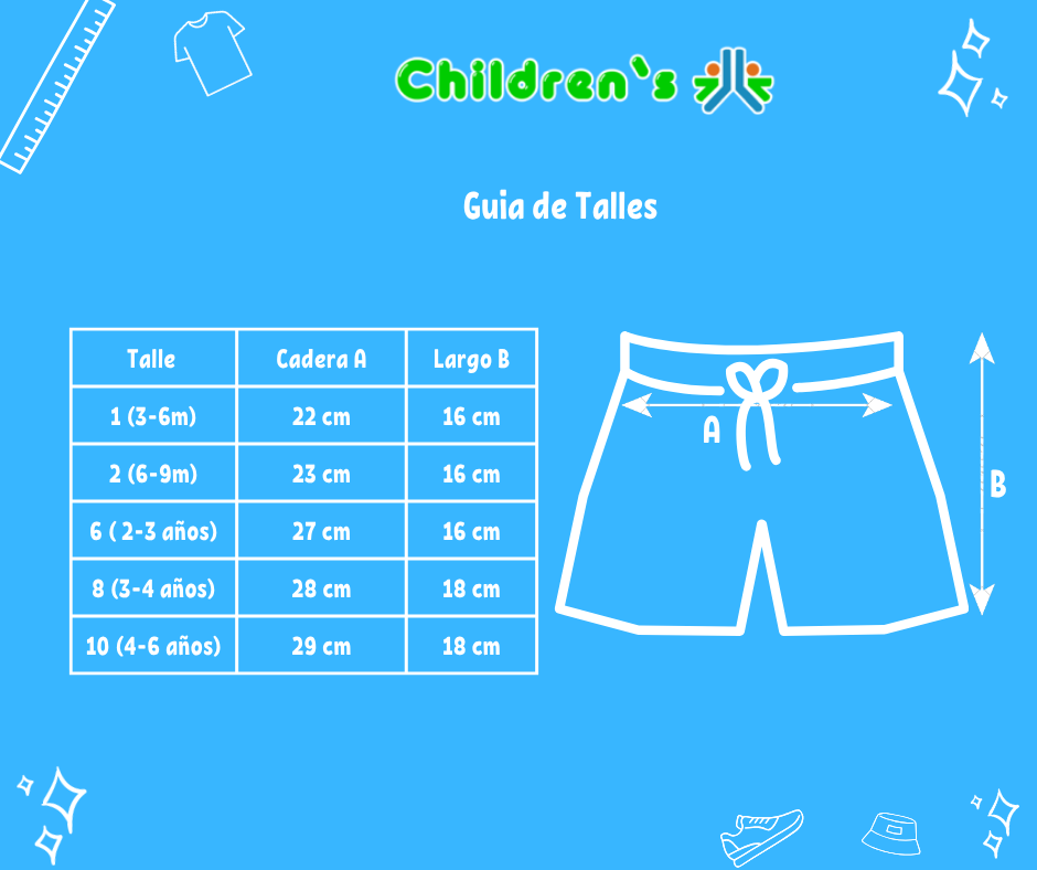 Guia de talles Malla Short de Baño Lycra Rayado Bebe