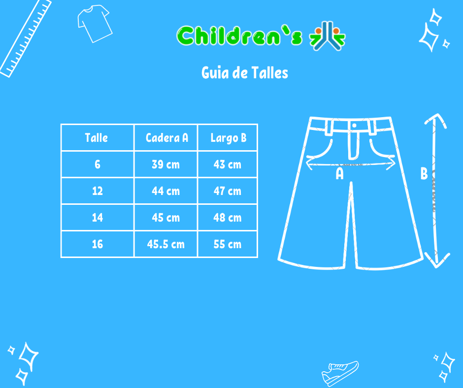 Guia de talles Bermunda Gabardina Con Cintura Elastizada Tipo Cargo