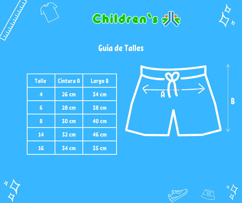 Guia de talles Bermuda Dryfit Deportiva Forrada Con Bolsillos