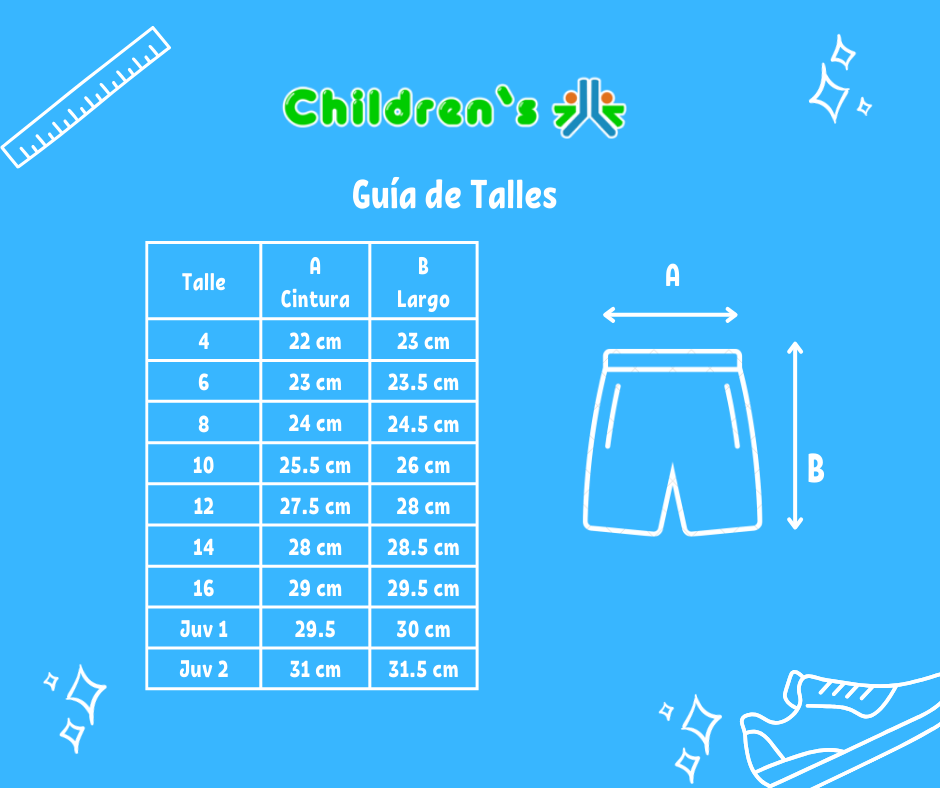 Guia de talles Short Algodon y Lycra Liso