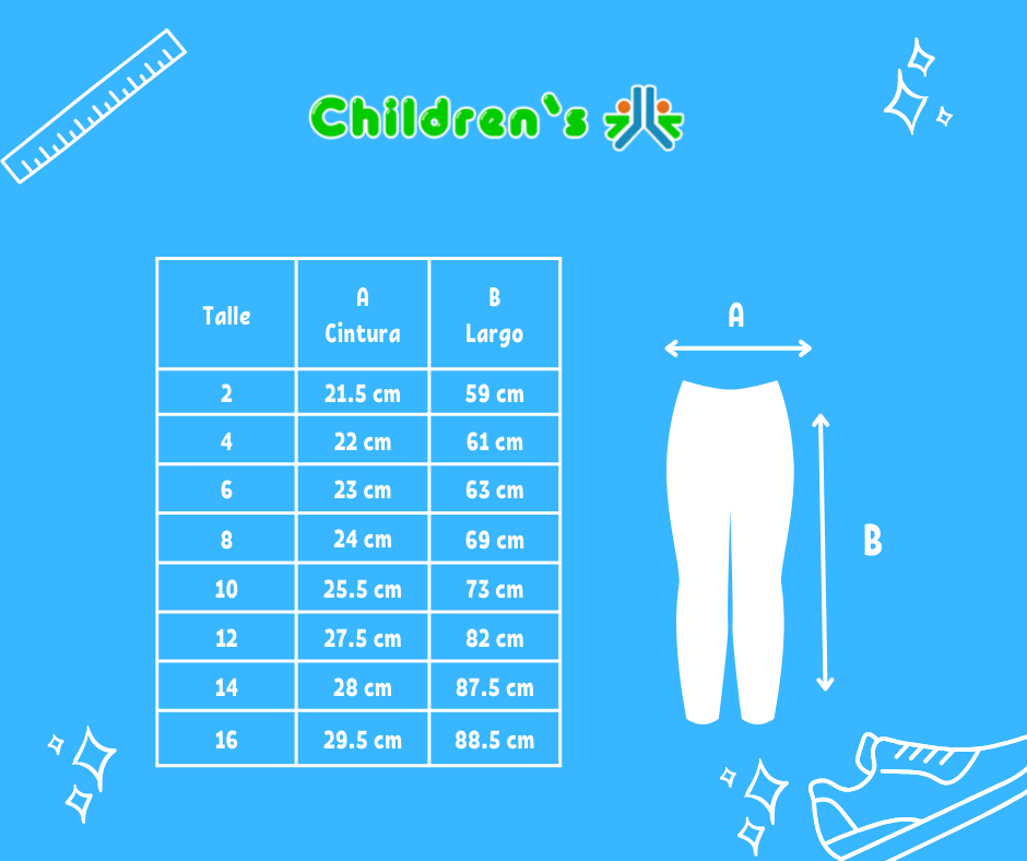 Guia de talles Calza Algon y Lycra Lisa