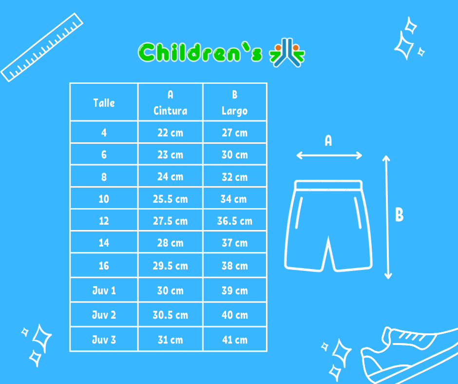 Guia de talles Ciclista Algodon y Lycra lisa