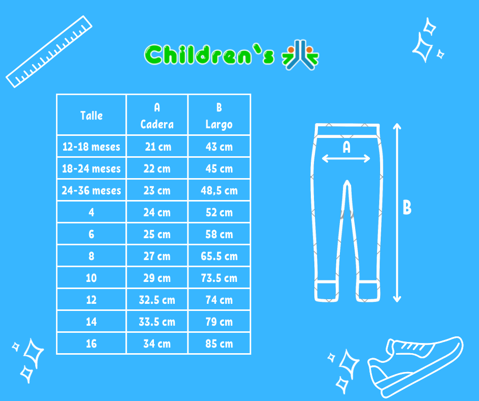 Guia de talles Calza Algodon y Lycra Lisa