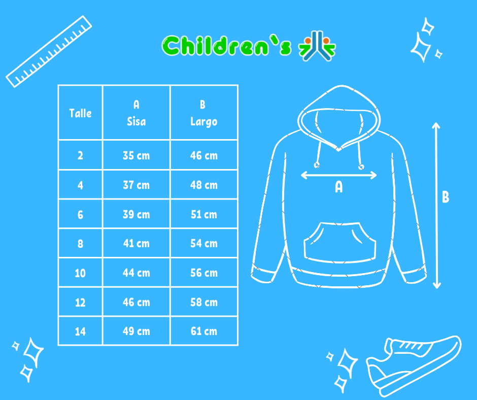 Guia de talles Buzo Frizado Con Capucha Personaje Hello Kitty