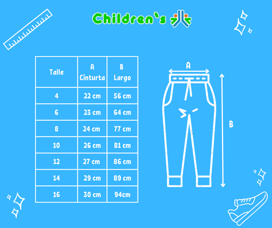 Guia de talles Pantalon de Jogging Frizado con puño