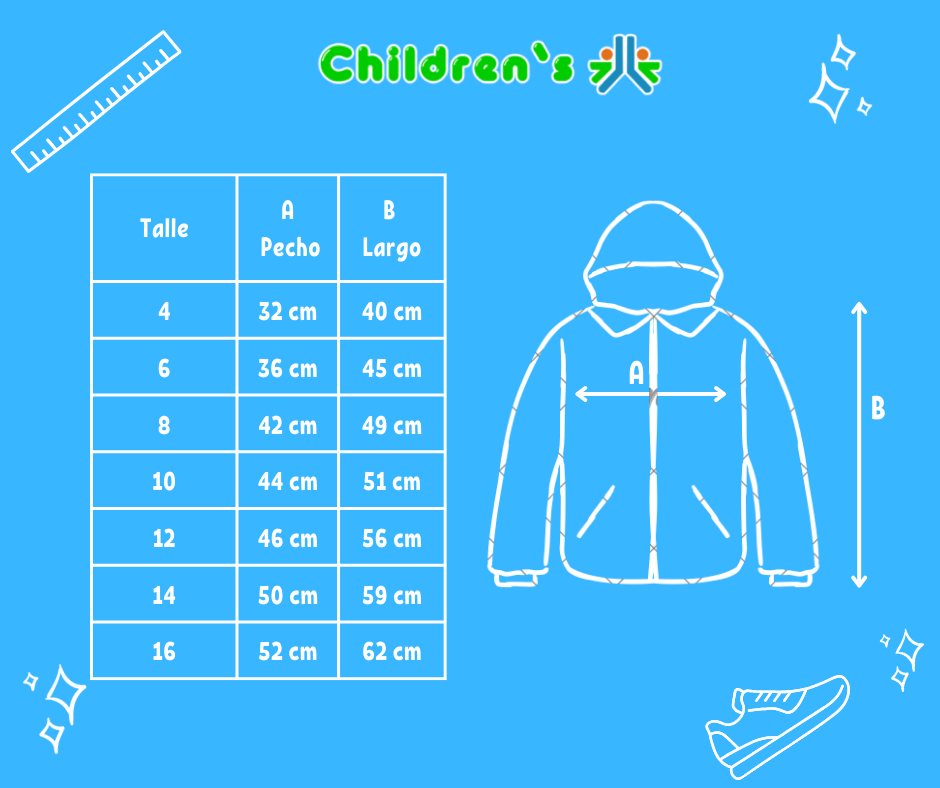 Guia de talles Campera Microfibra Con Piel Interna y Capucha