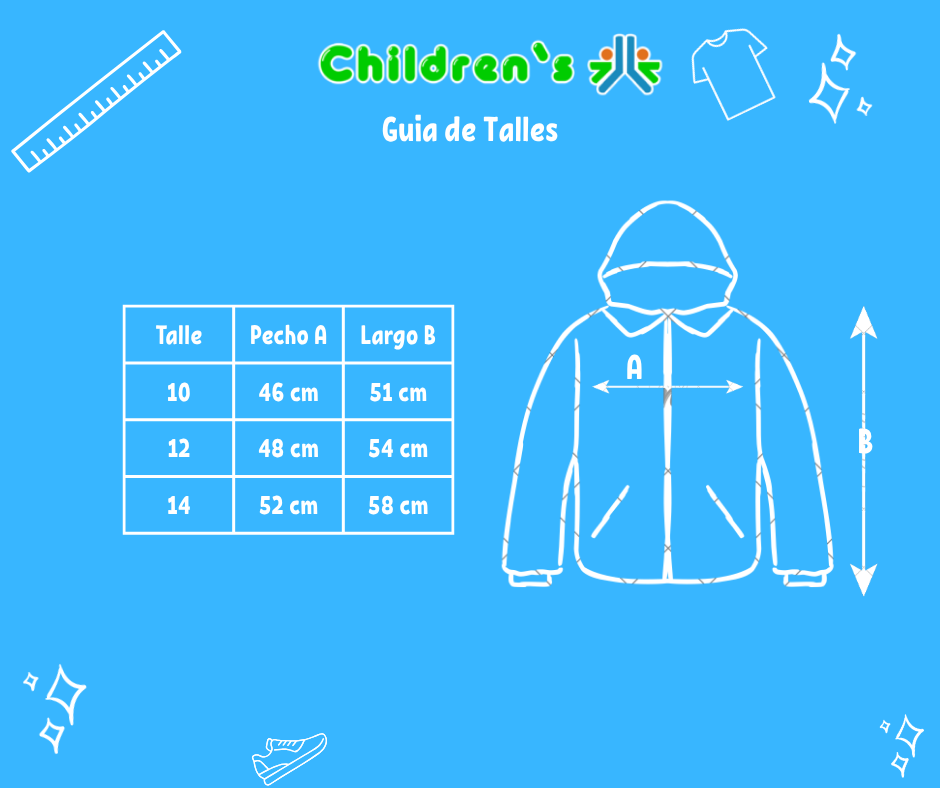 Guia de talles Campera Termica Impermeanble Con Interor de Piel y Capucha Desmontable