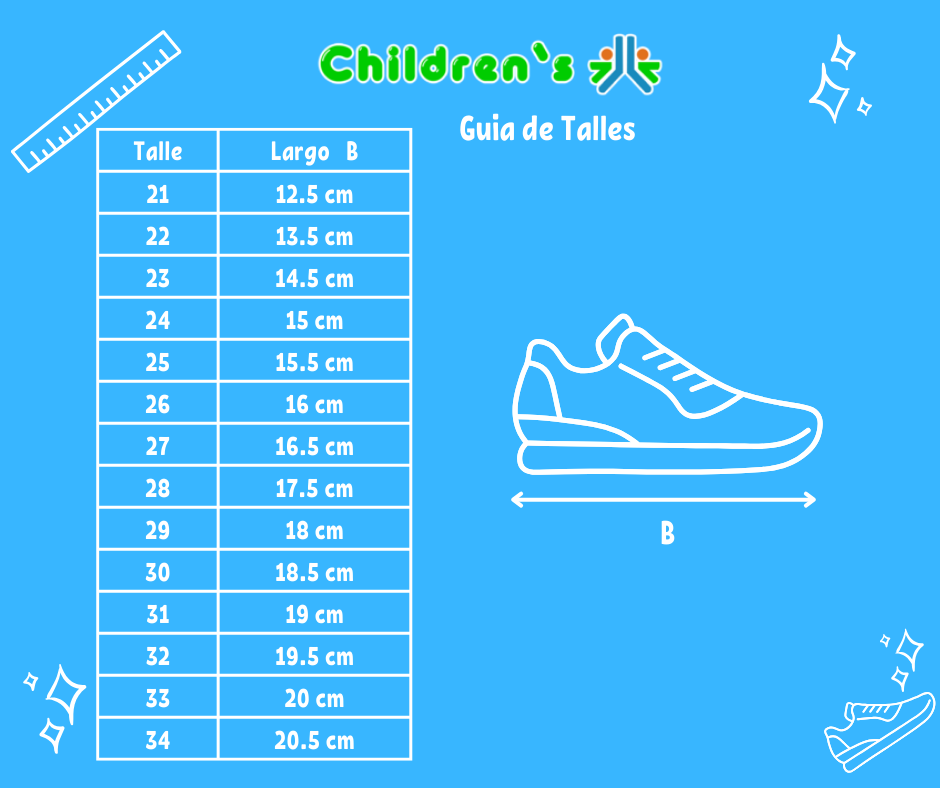 Tabla de talles — Zapatilla Deportiva Velcro Kuromi