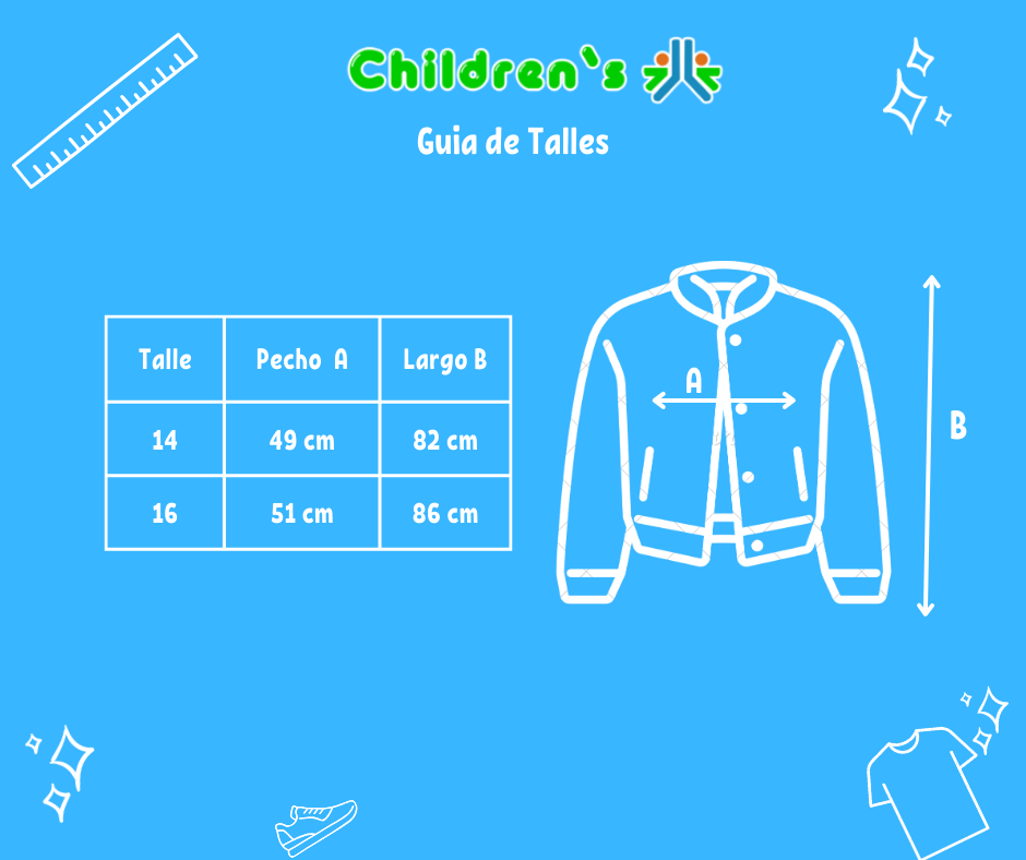 Guia de talles Tapado de Jean Con Cordero Interior