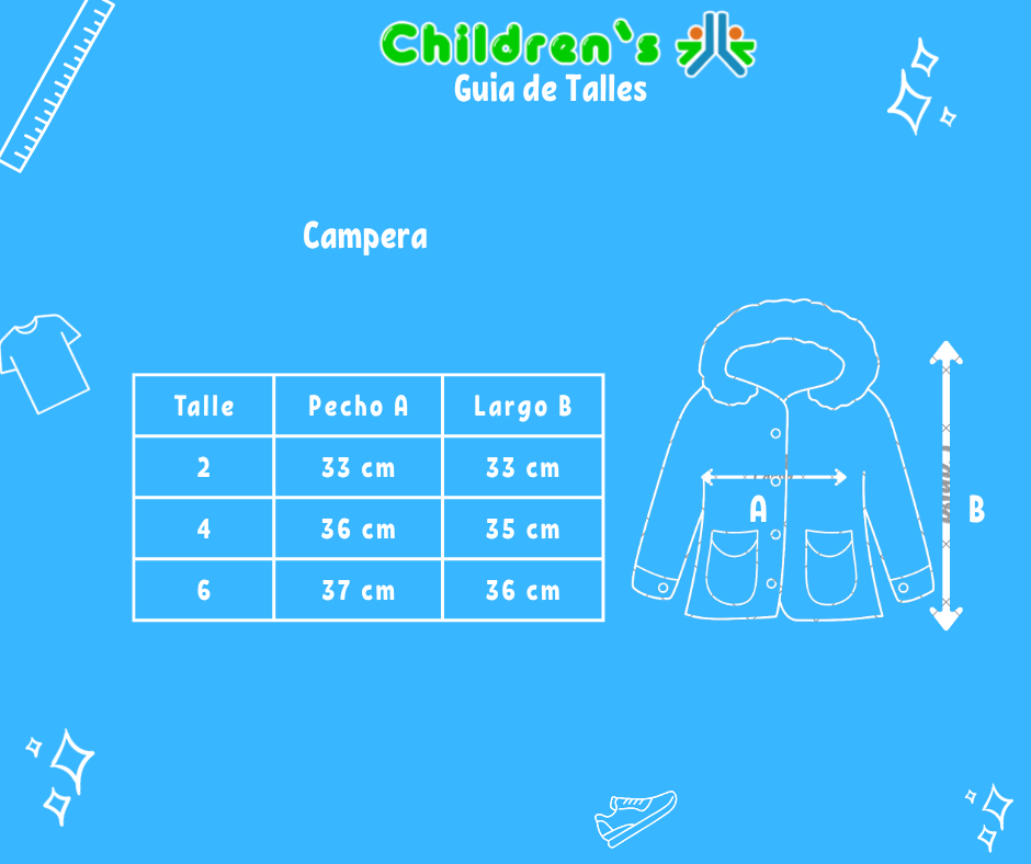 Guia de talles Campera Coederoy Con Corderito Interior