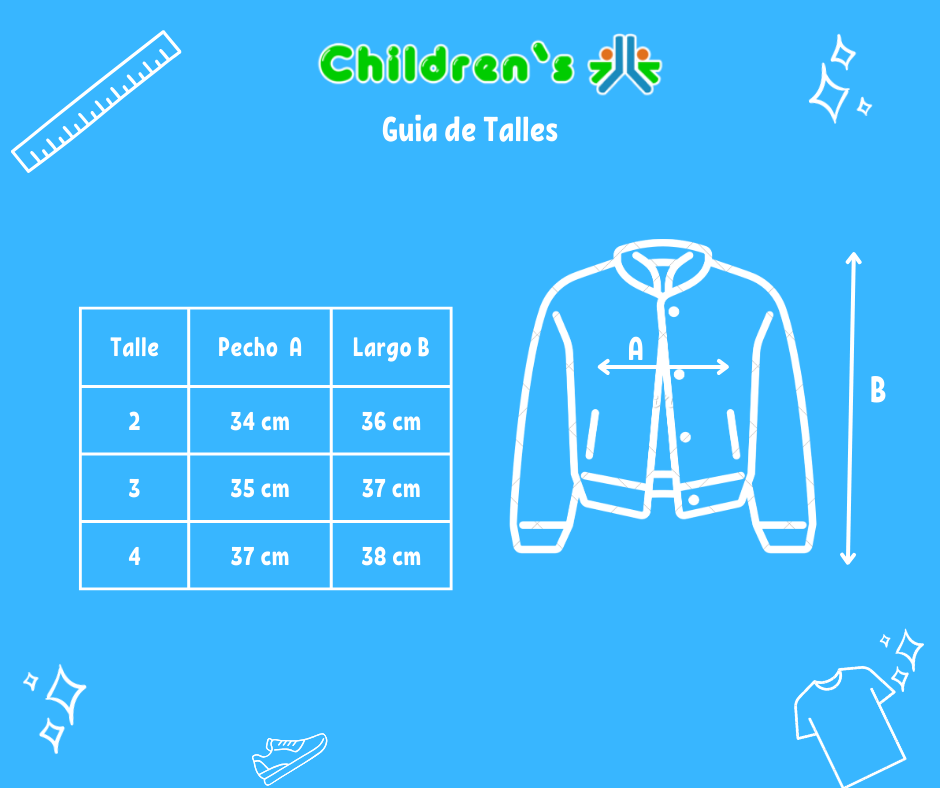 Guia de talles Campera de Jean con Cordero Interno Bordado Flores