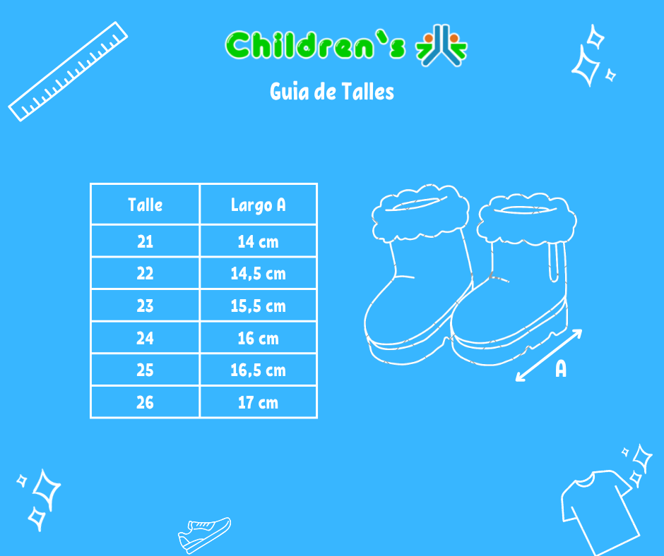 Guia de talles Pantubota  Gamuzina  Interior De Piel