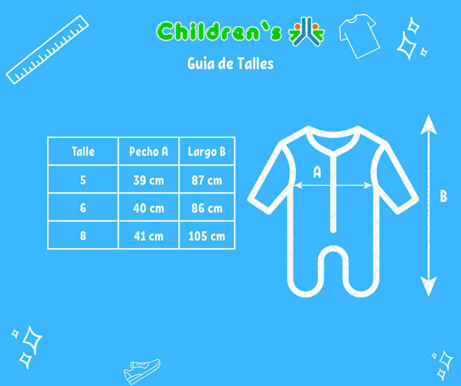 Guia de talles Enterito Polar Pie Cuerina Dormilón Niño