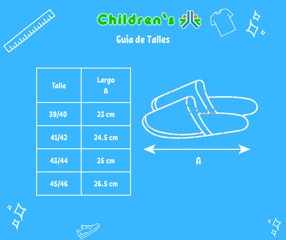 Guia de talles Pantuflas Chinela Con Corderito Interior