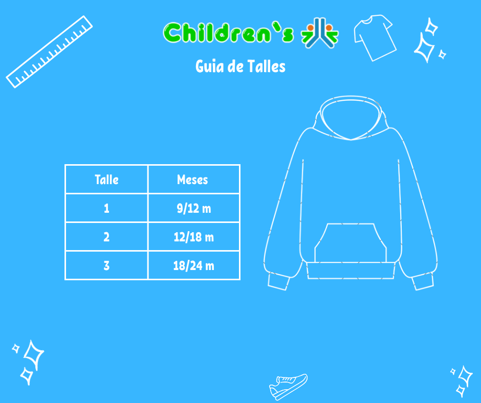 Guia de talles Buzo Polar con Bolsillo Central y Cuello con Abrojo