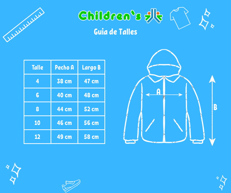 Guia de talles Buzo Piel Con capucha