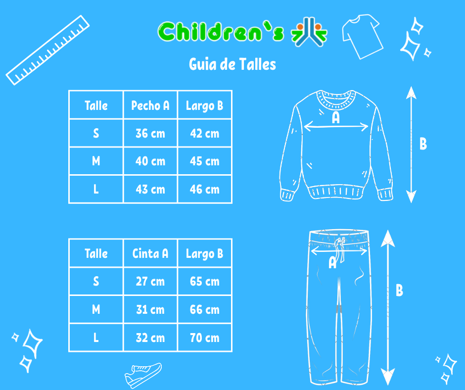 Guia de talles Conjunto Pijama Manga larga Estampado De Estrella