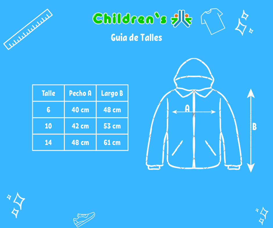 Guia de talles Buzo Piel Con Capucha