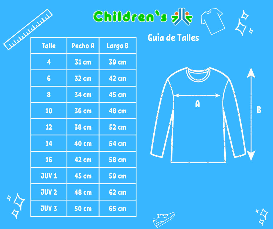 Guia de talles Camiseta Termica Soft Manga Larga