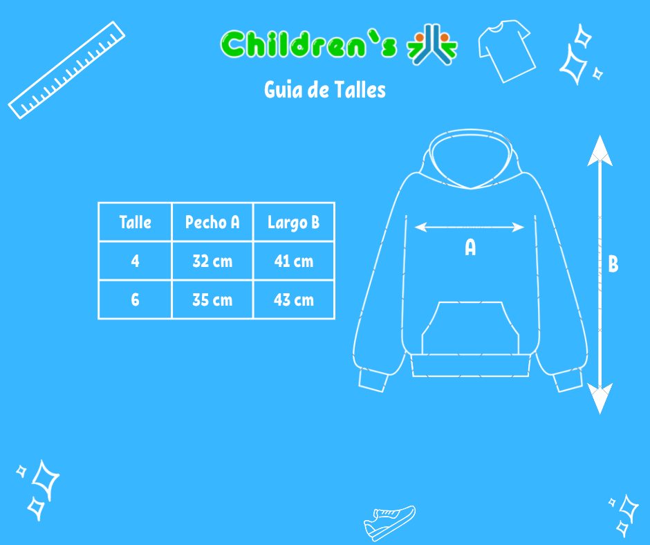 Guia de talles Buzo Polar con Capucha Bordado Estrella