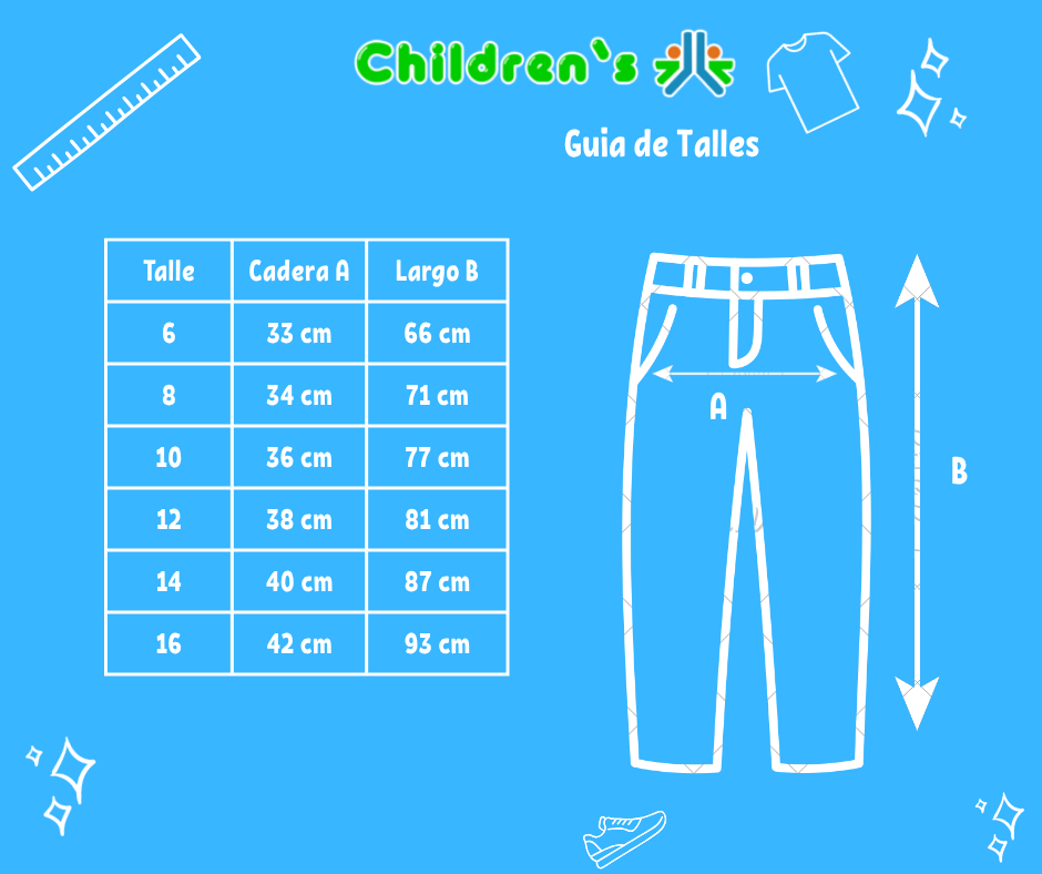 Guia de talles Pantalon Jeans Con Strass