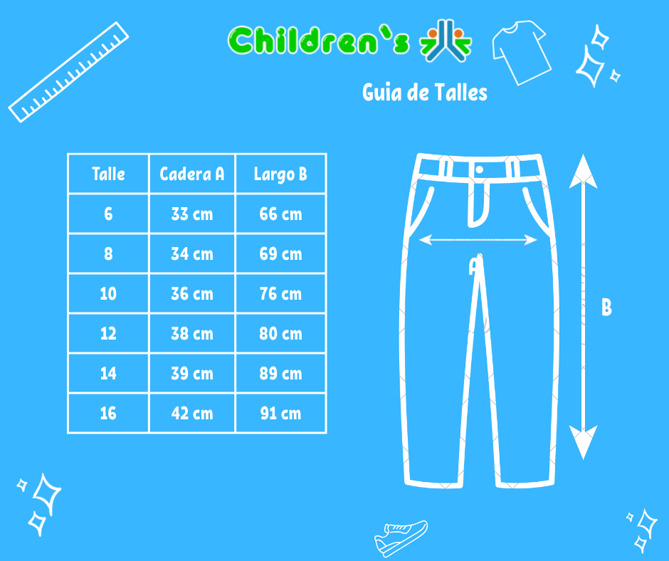 Guia de talles Pantalon Jeans Cargo