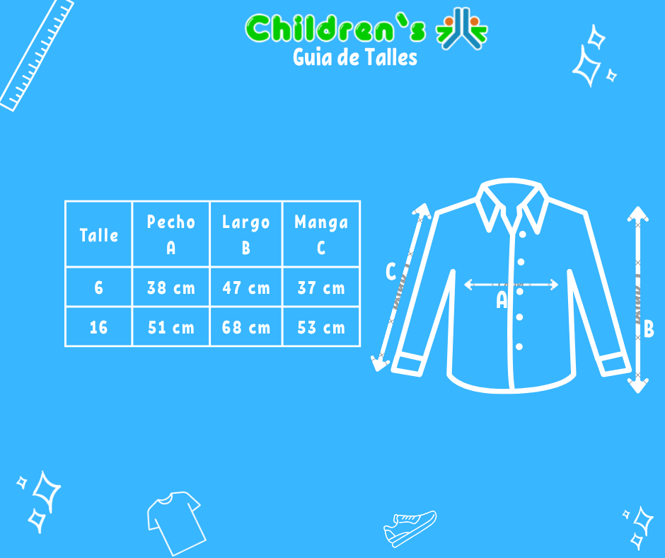 Guia de talles Camisa Manga Larga Escocesa