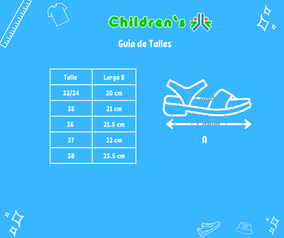 Guia de talles Ojota Sandalia con flor de goma con perla