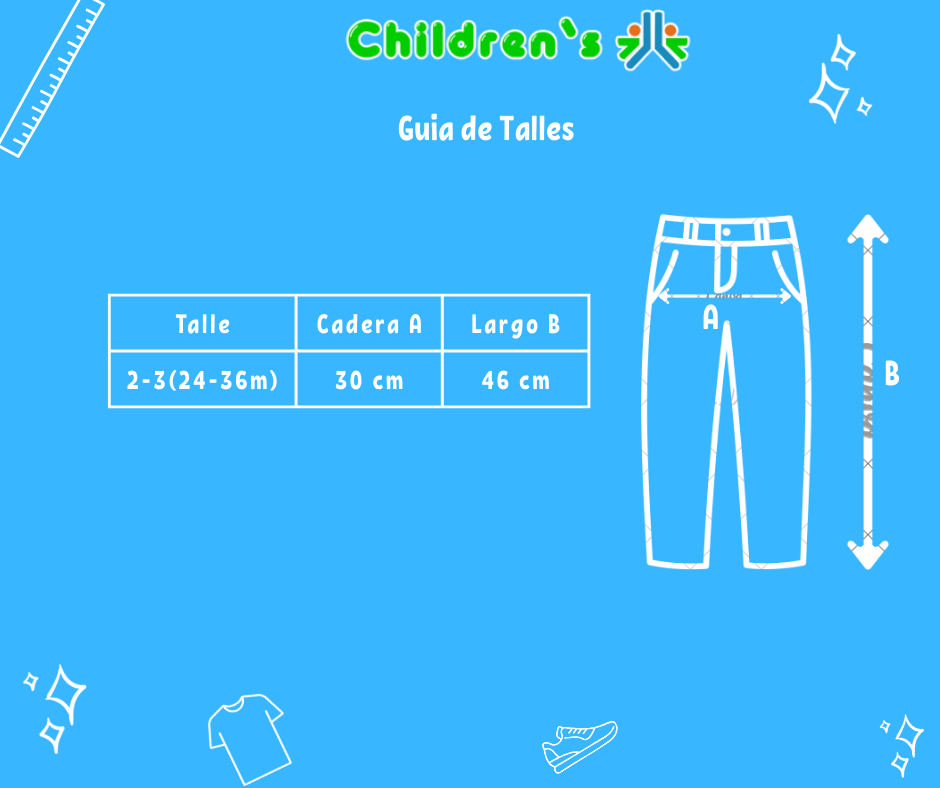 Guia de talles Pantalon Gabardina  Con Cintura Regulable