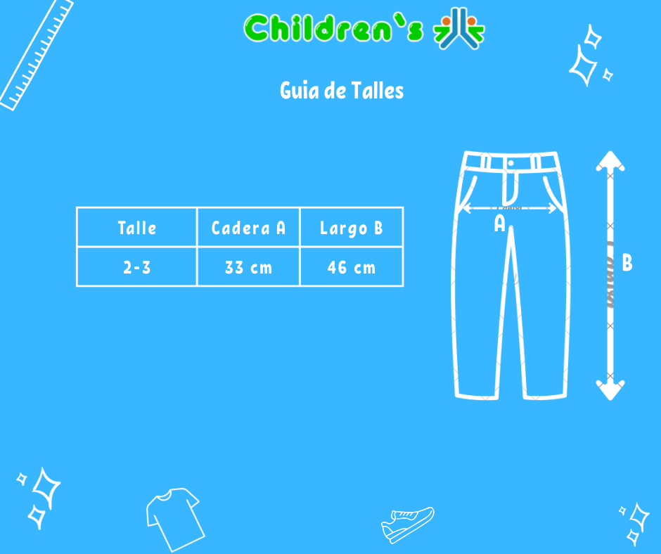 Guia de talles Pantalon Gabardina 4 Bolsillos Cintura Regulable