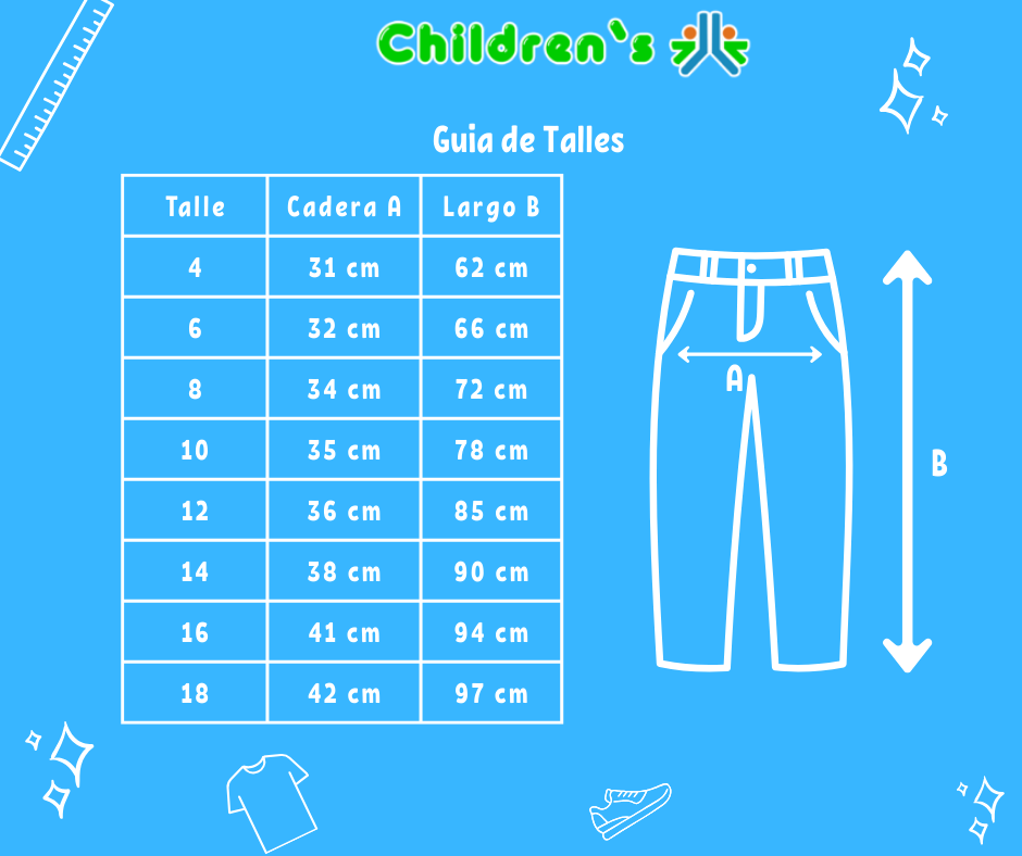 Guia de talles Pantalon de Gabardina Spandex