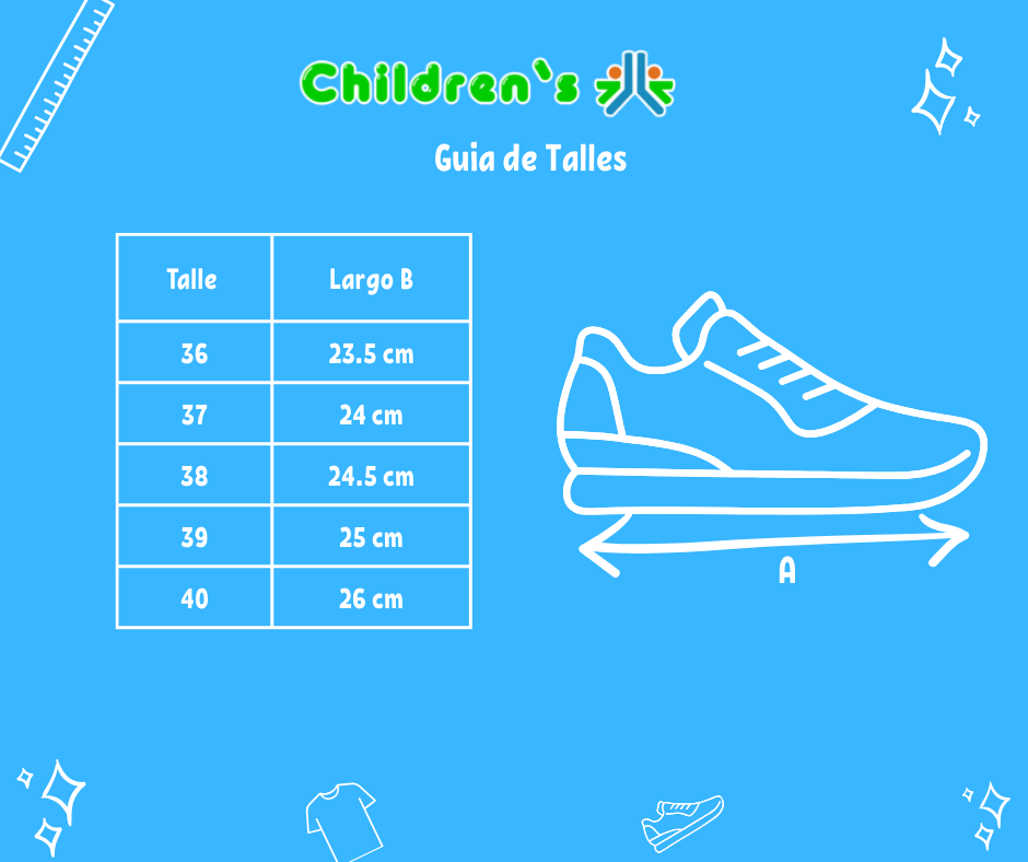 Guia de talles Zapatilla Tejida Con Piedra Mujer