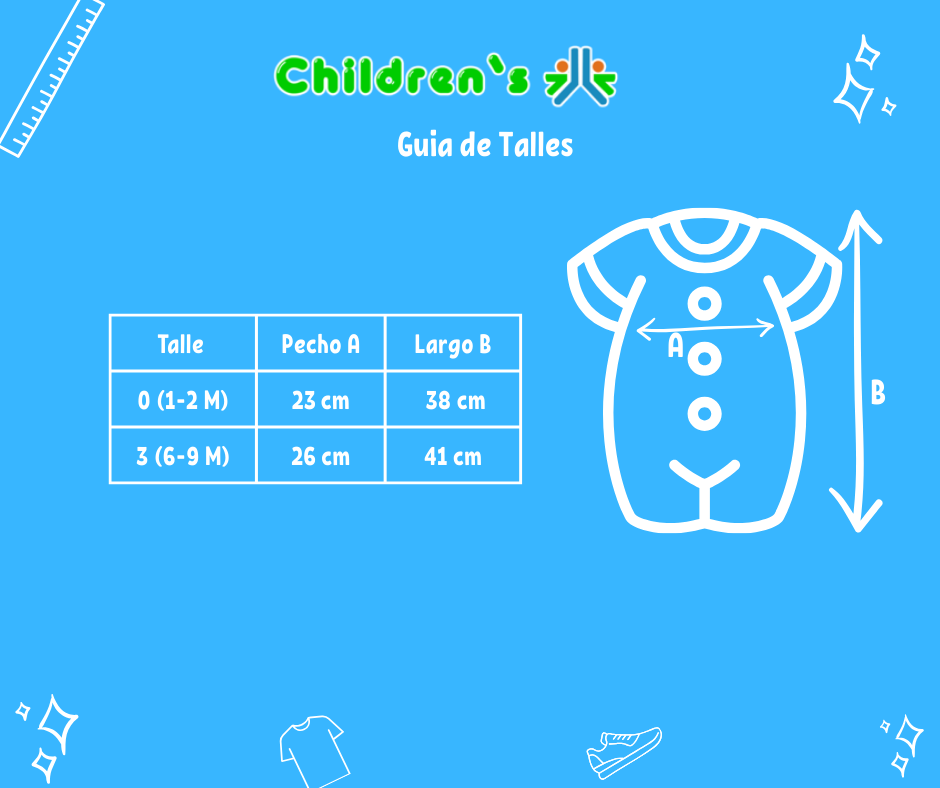 Guia de talles Enterito De Algodon Pañalero Sin Manga Cuello Baby