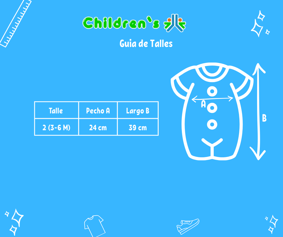 Guia de talles Enterito De Algodon Pañalero Manga Corta Cuello Baby