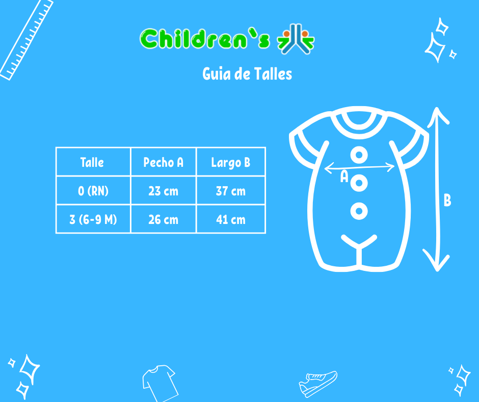 Guia de talles Enterito De Algodon Pañalero Sin Manga