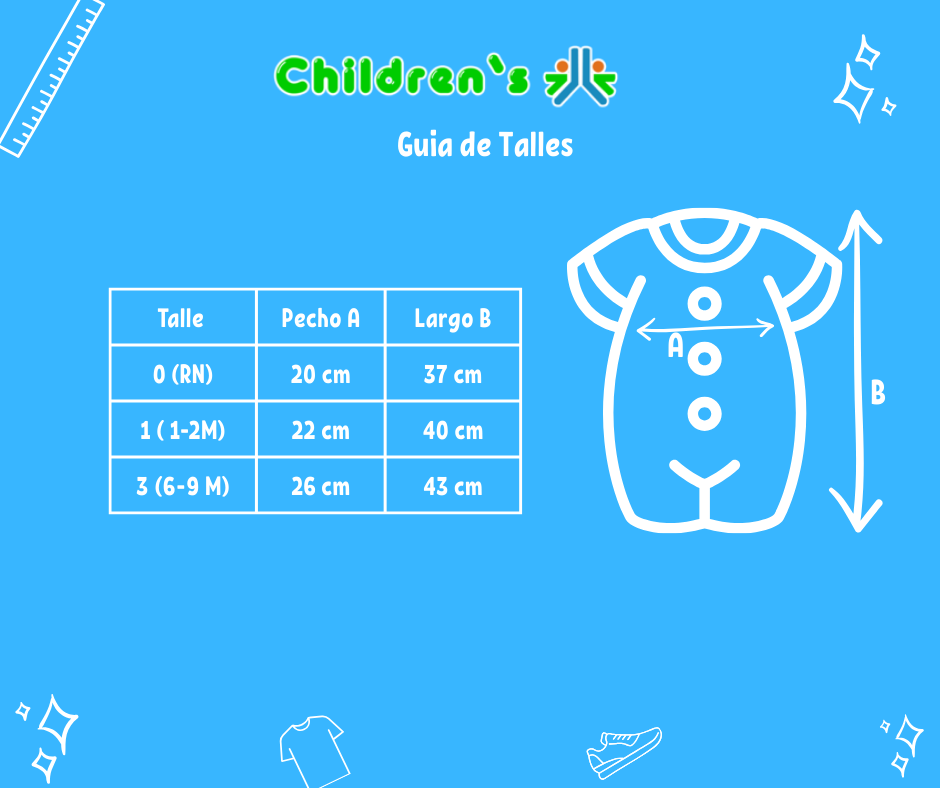 Guia de talles Enterito De Algodon Pañalero Sin Manga