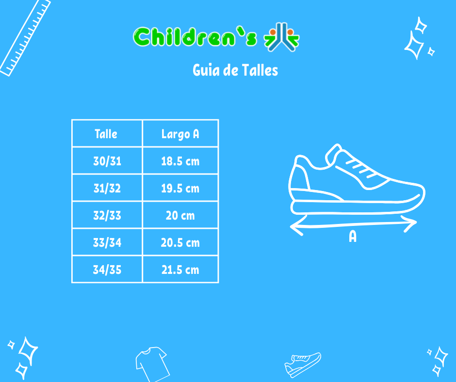 Guia de talles Zapatilla Deportiva Ultra Liviana Cordon