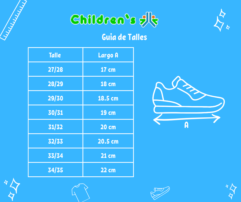 Guia de talles Zapatilla Deportiva Ultra Liviana Cordon